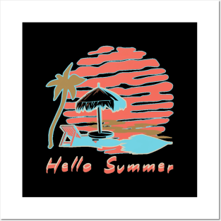 Hello Summer Bye School Vintage Funny Surfer Riding Surf Surfing Lover Gifts Posters and Art